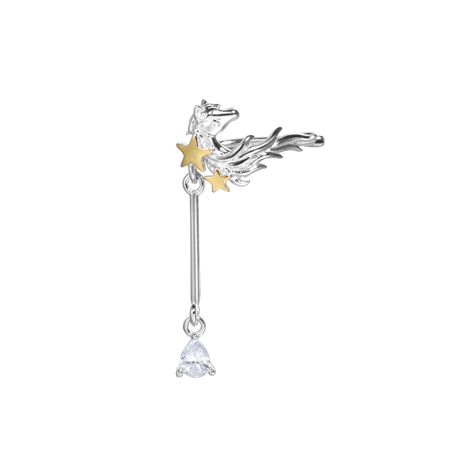 Silver Pony Gold Star Ear Clip | Jentle Jewelry