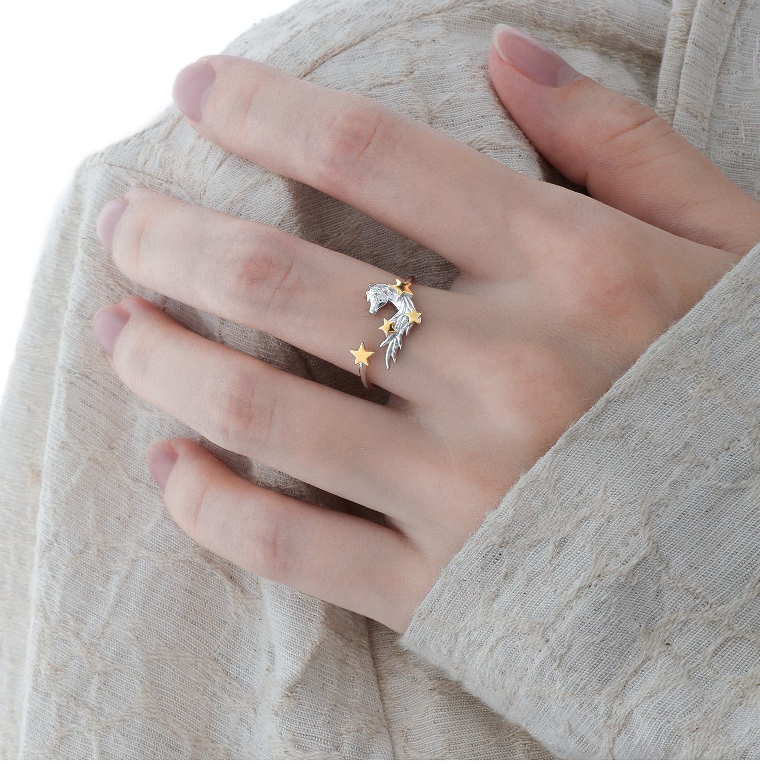 Silver Pony Gold Star Ring | Jentle Jewelry