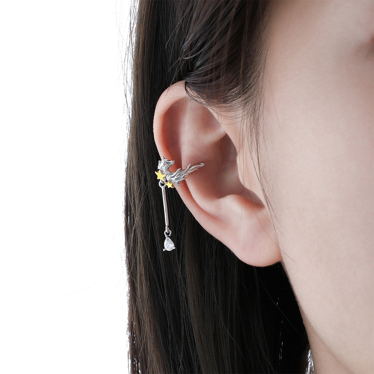 Silver Pony Gold Star Ear Clip | Jentle Jewelry