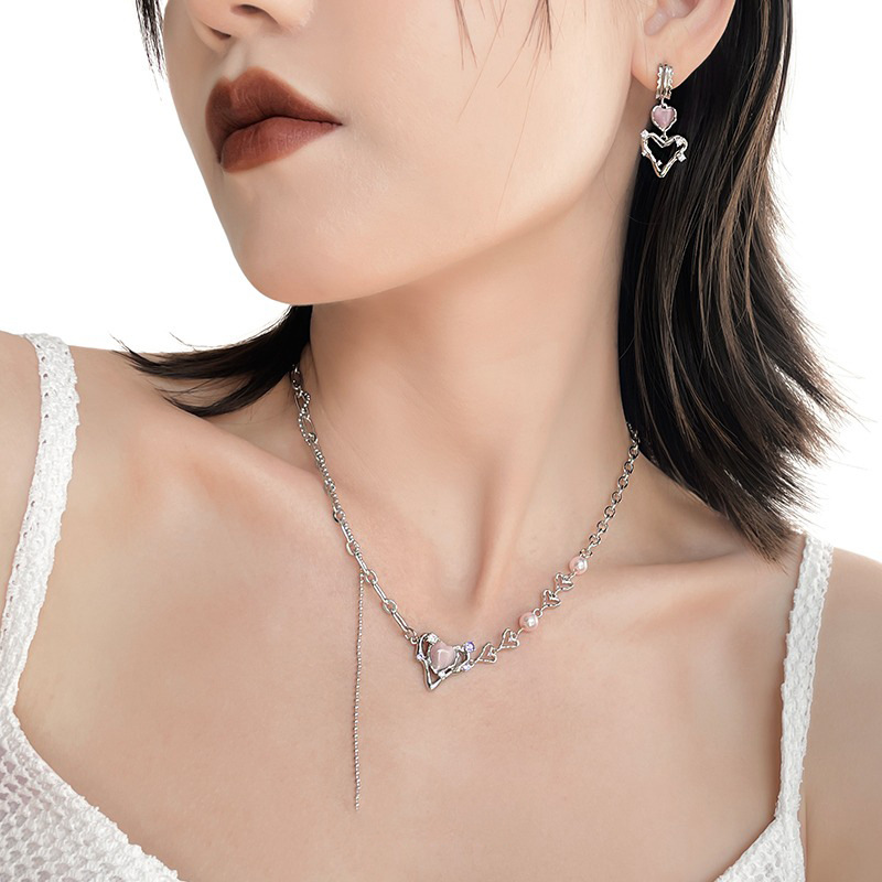 Pink Heart Silver Necklace | Jentle Jewelry