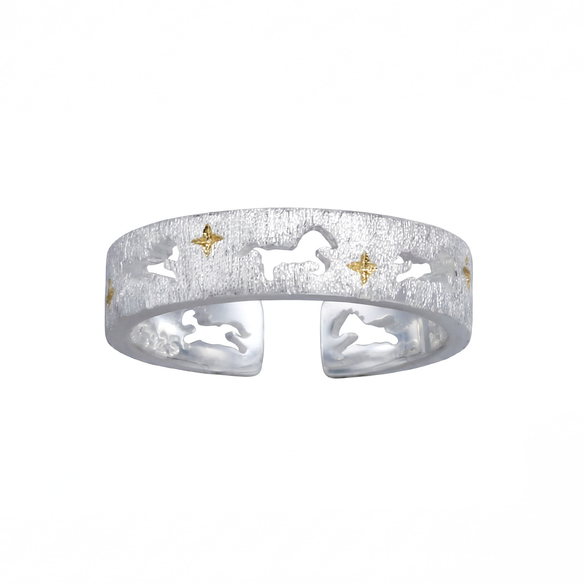Silver Horse Gold Star Ring | Jentle Jewelry