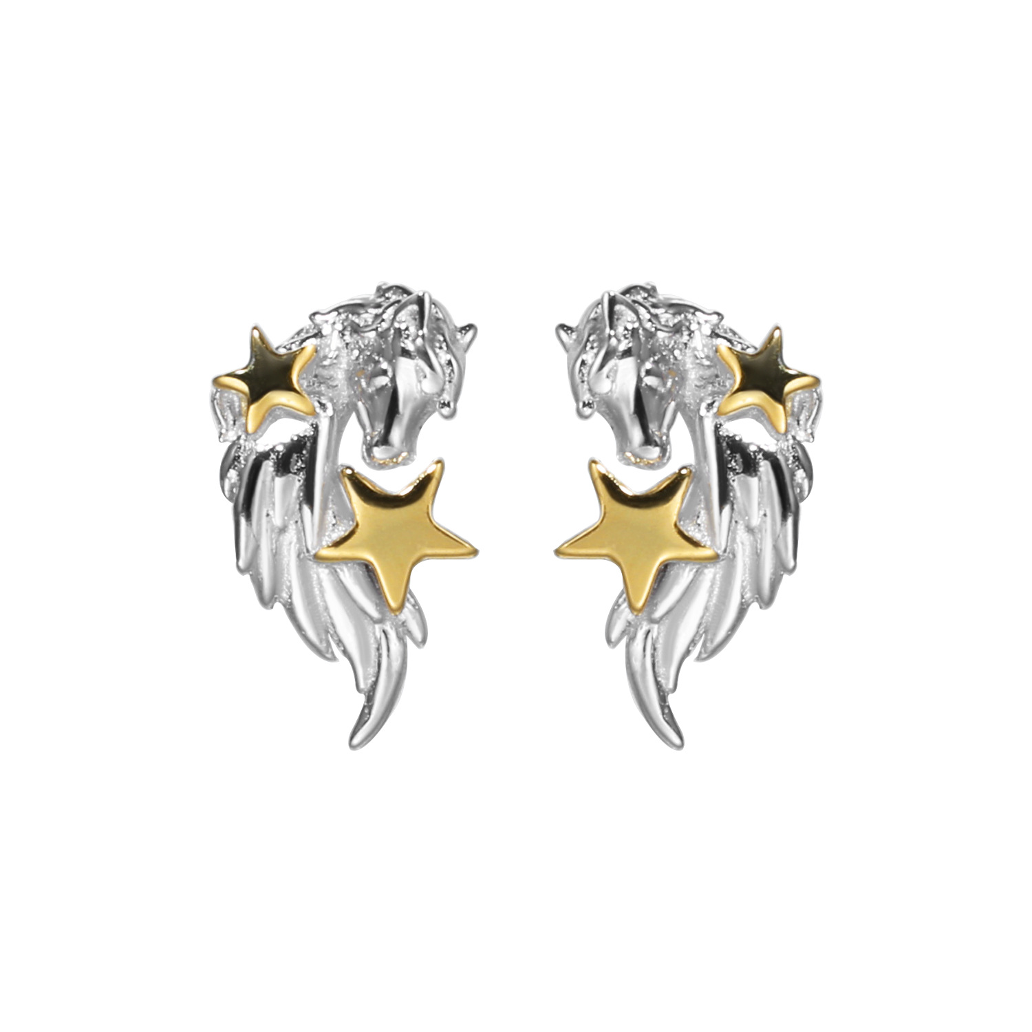 Silver Pony Gold Star Earrings | Jentle Jewelry