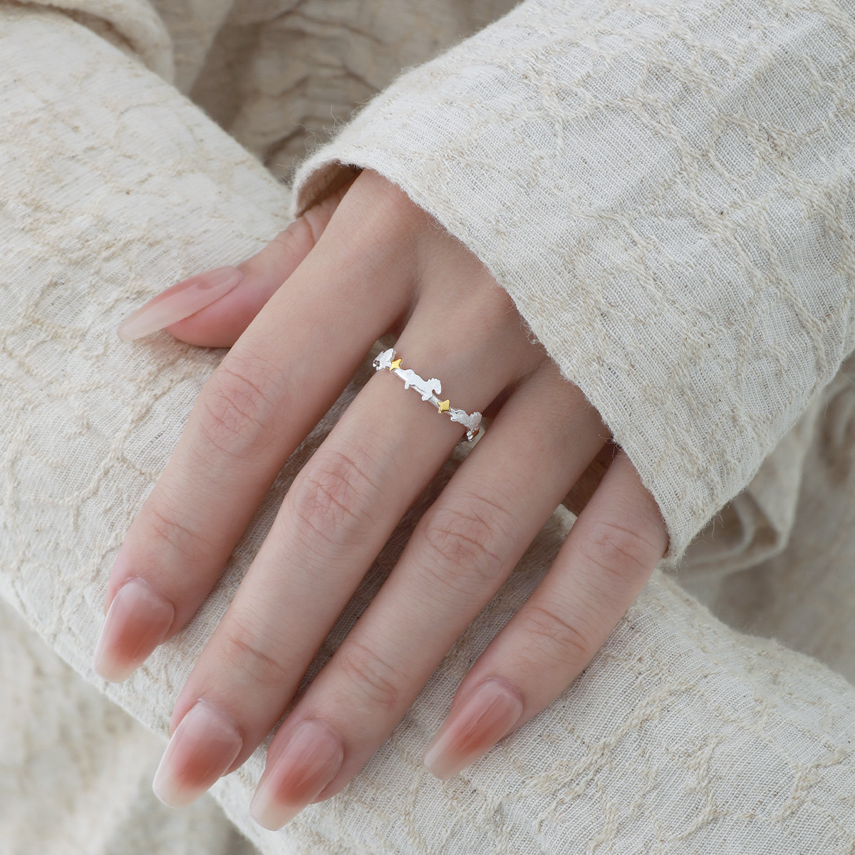 Silver Horse Gold Star Ring | Jentle Jewelry