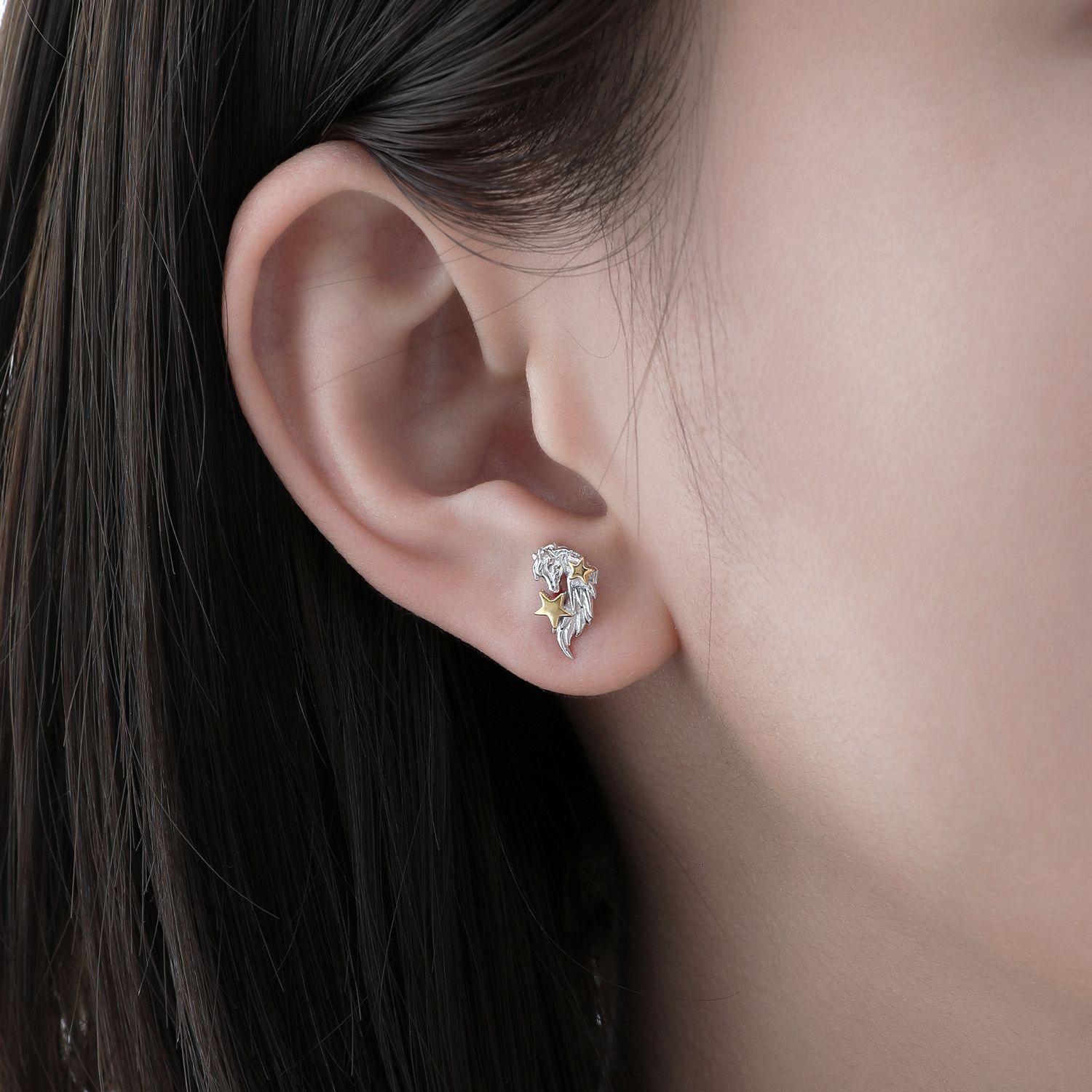 Silver Pony Gold Star Earrings | Jentle Jewelry