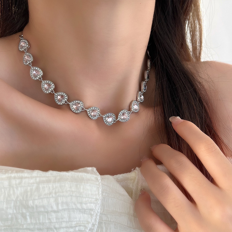 Pink Heart Silver Necklace | Jentle Jewelry