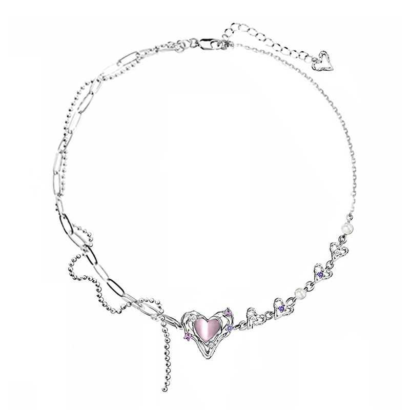 Pink Heart Silver Necklace | Jentle Jewelry