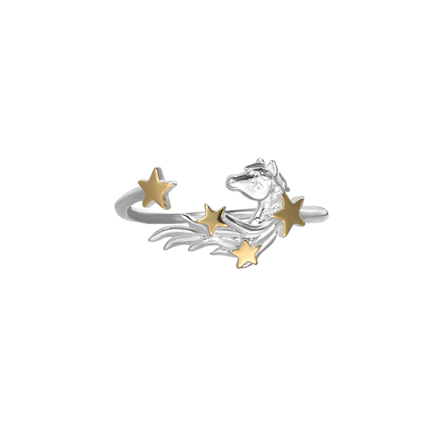 Silver Pony Gold Star Ring | Jentle Jewelry