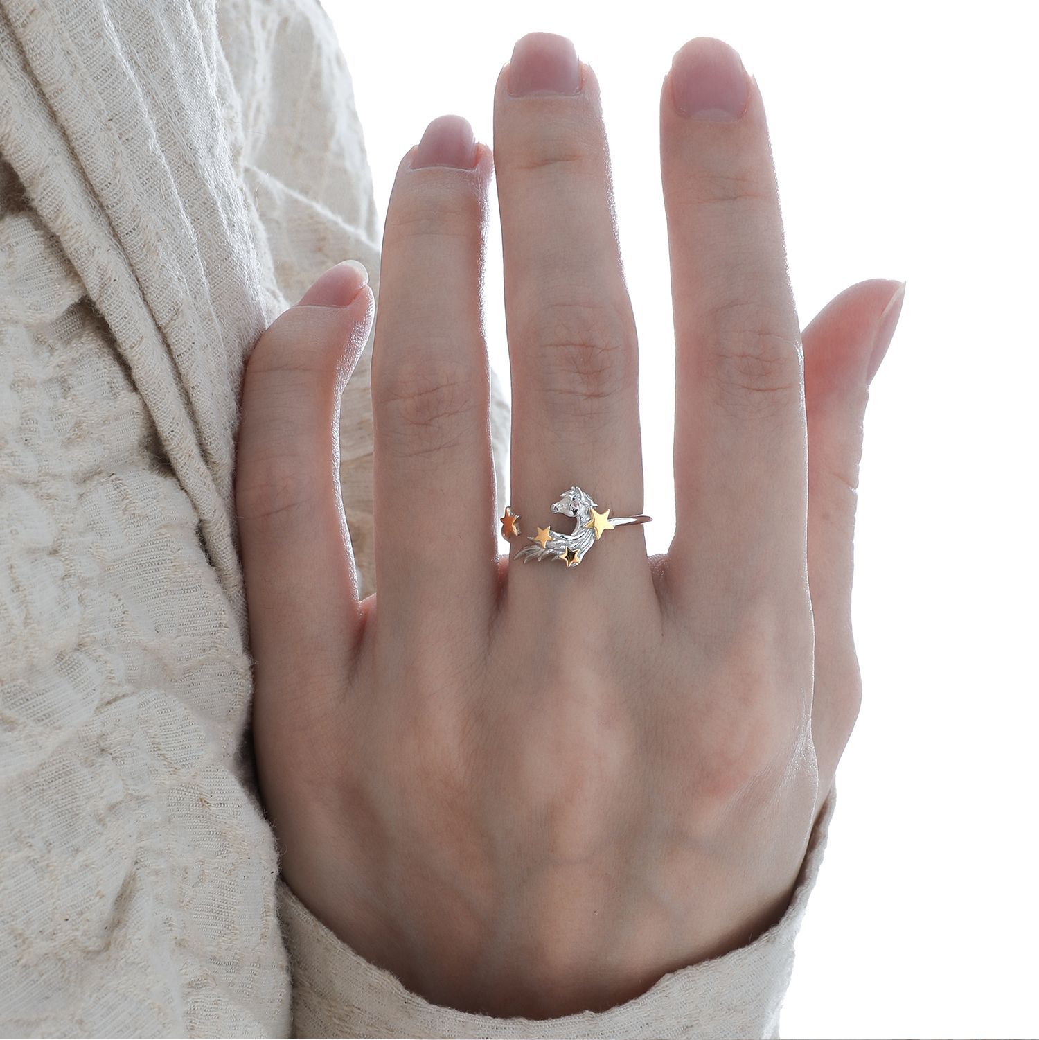 Silver Pony Gold Star Ring | Jentle Jewelry