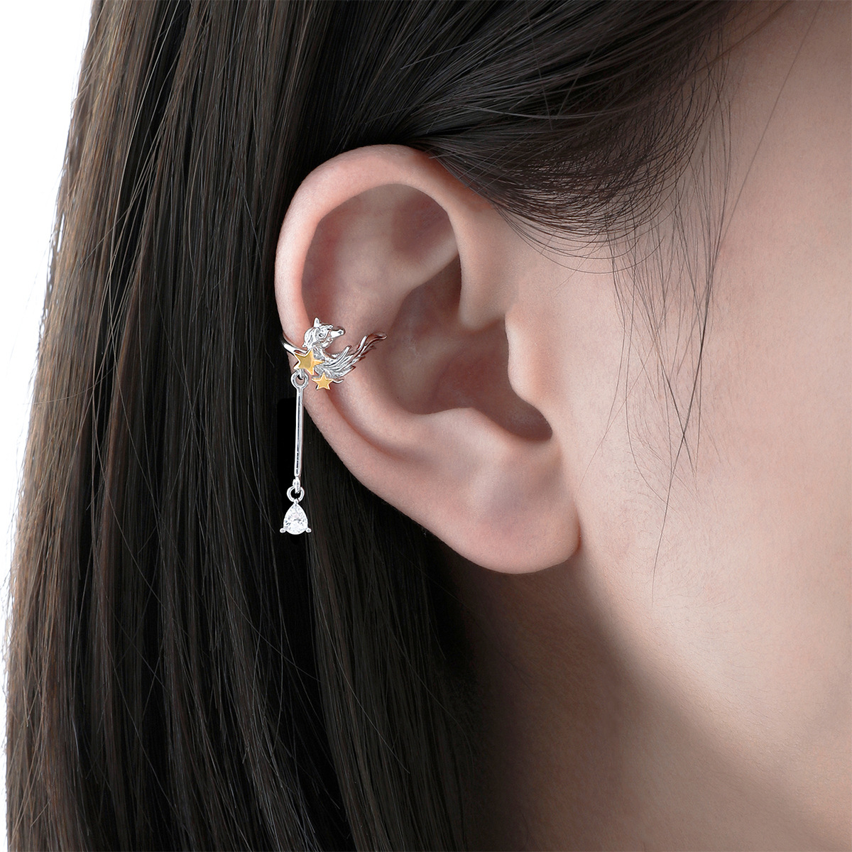 Silver Pony Gold Star Ear Clip | Jentle Jewelry