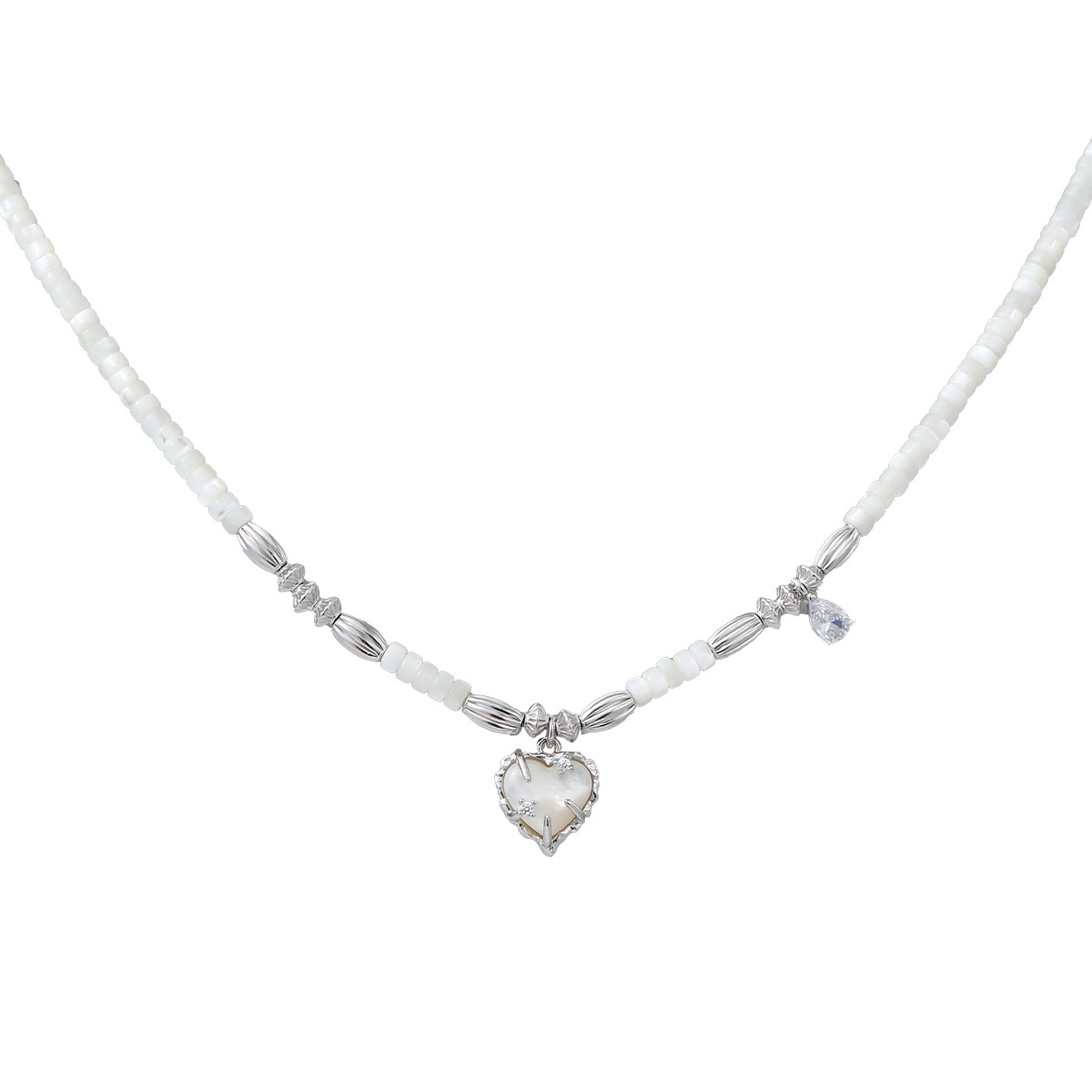 Heart Pearl Silver Necklace | Jentle Jewelry