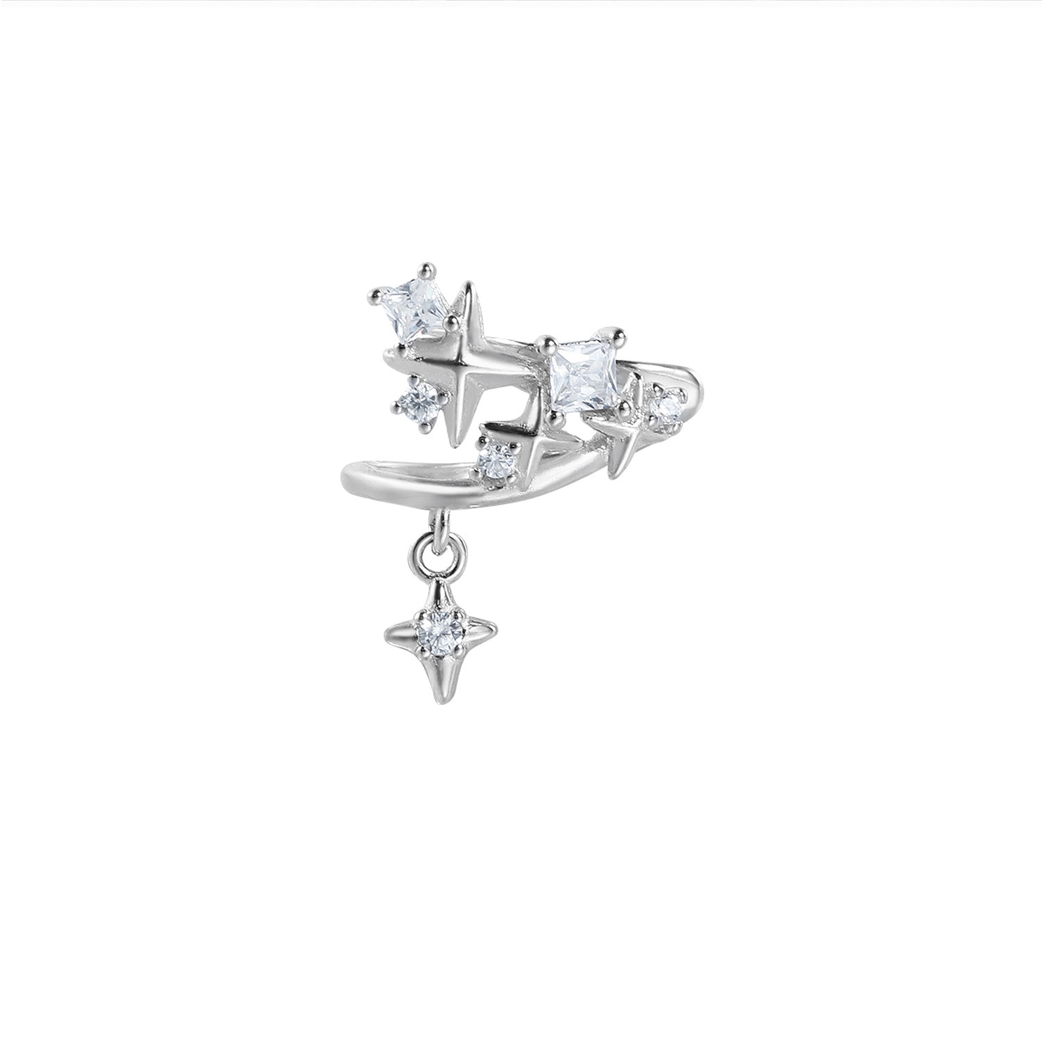 Handemade dainty sterling silver star ear cuff by Jentle Jewelry