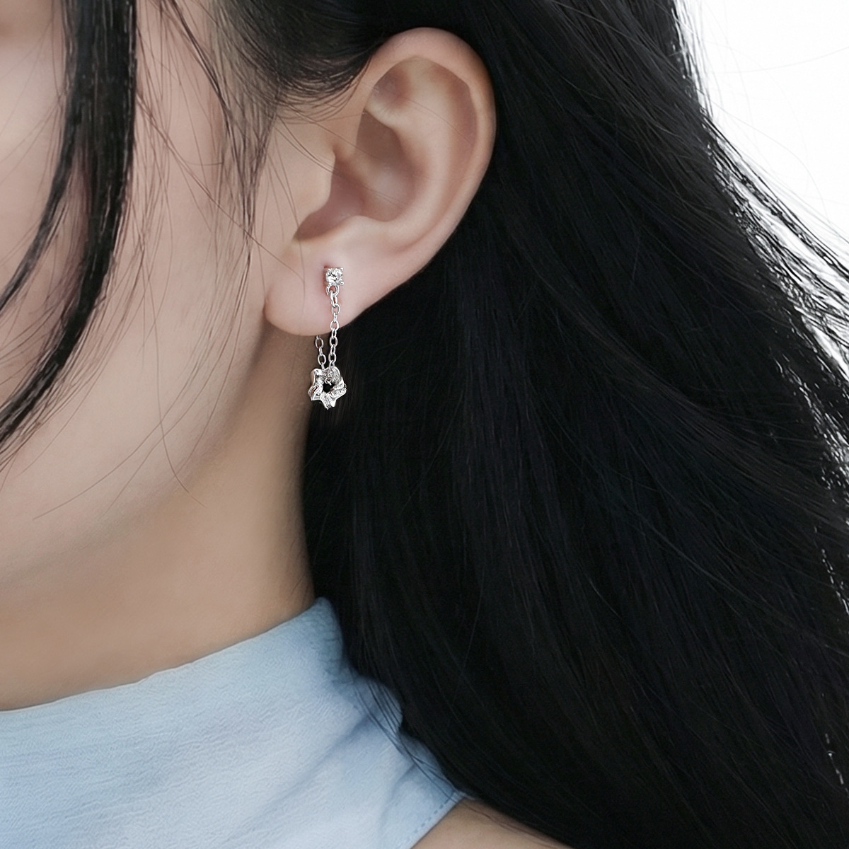 Dara N°7 sterling silver chain earrings