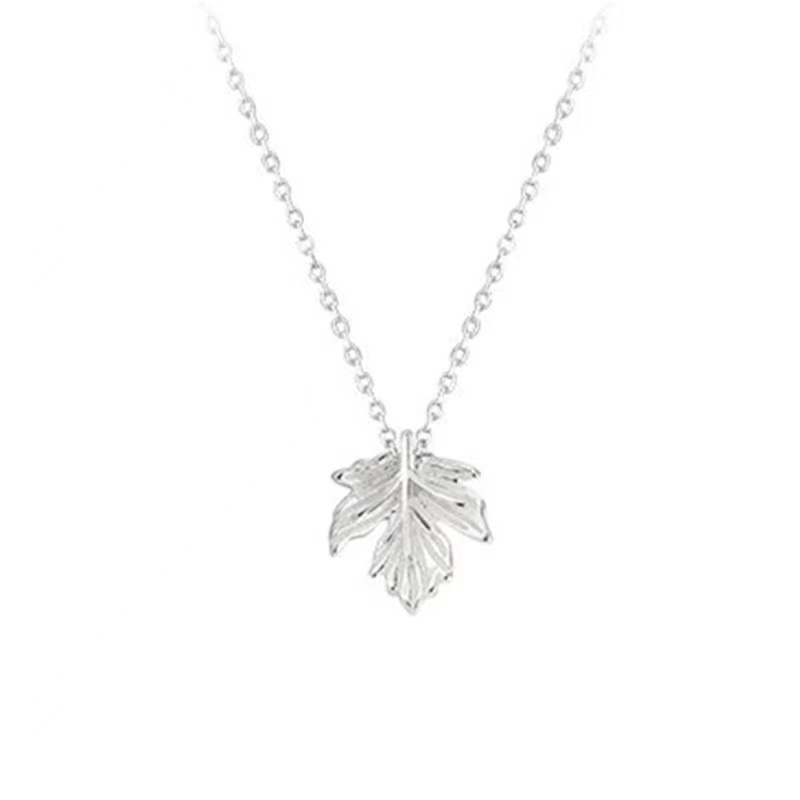 Maple leaf sterling silver necklace with sculpted leaf pendant