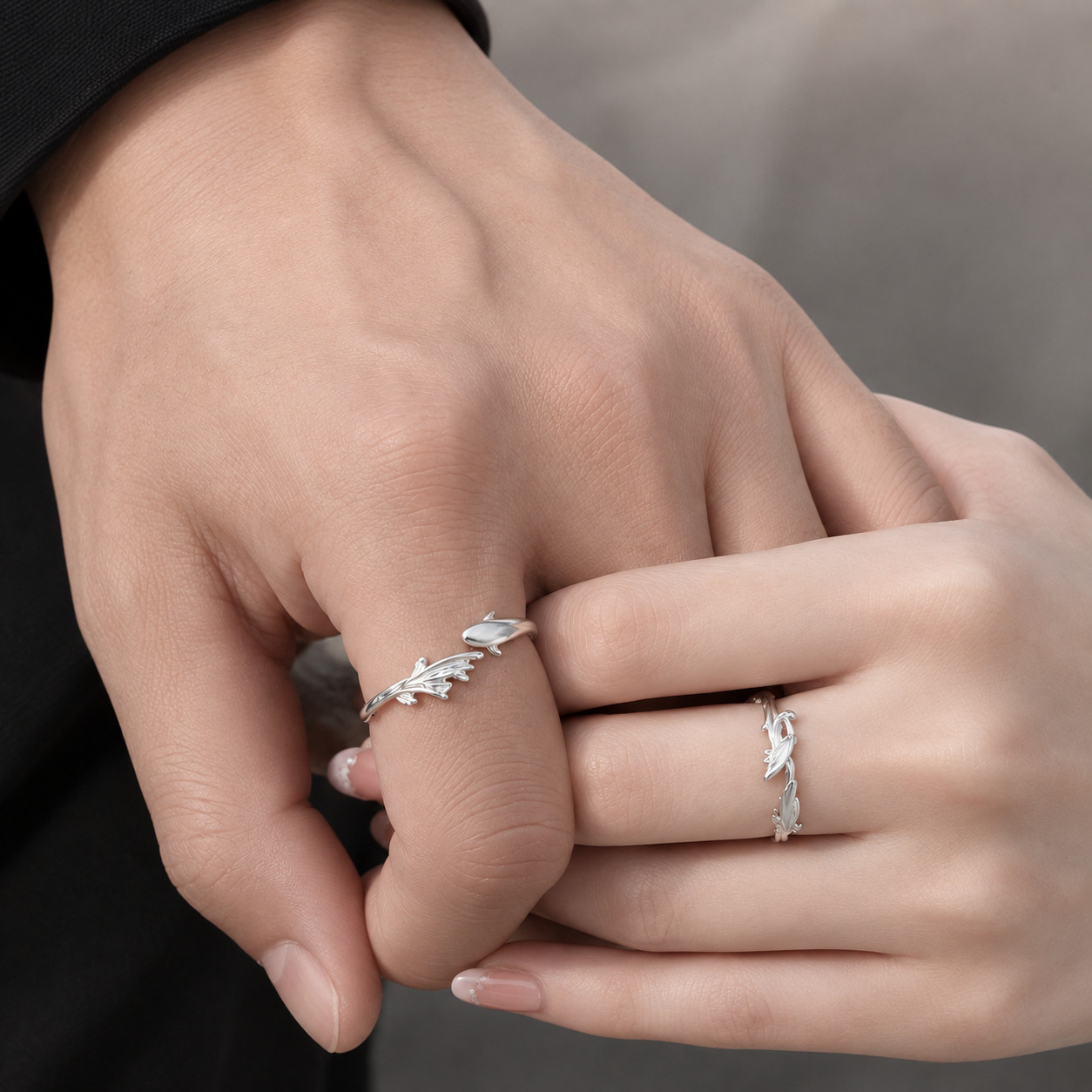 Moana Couple Ring Set worn on a couple hands