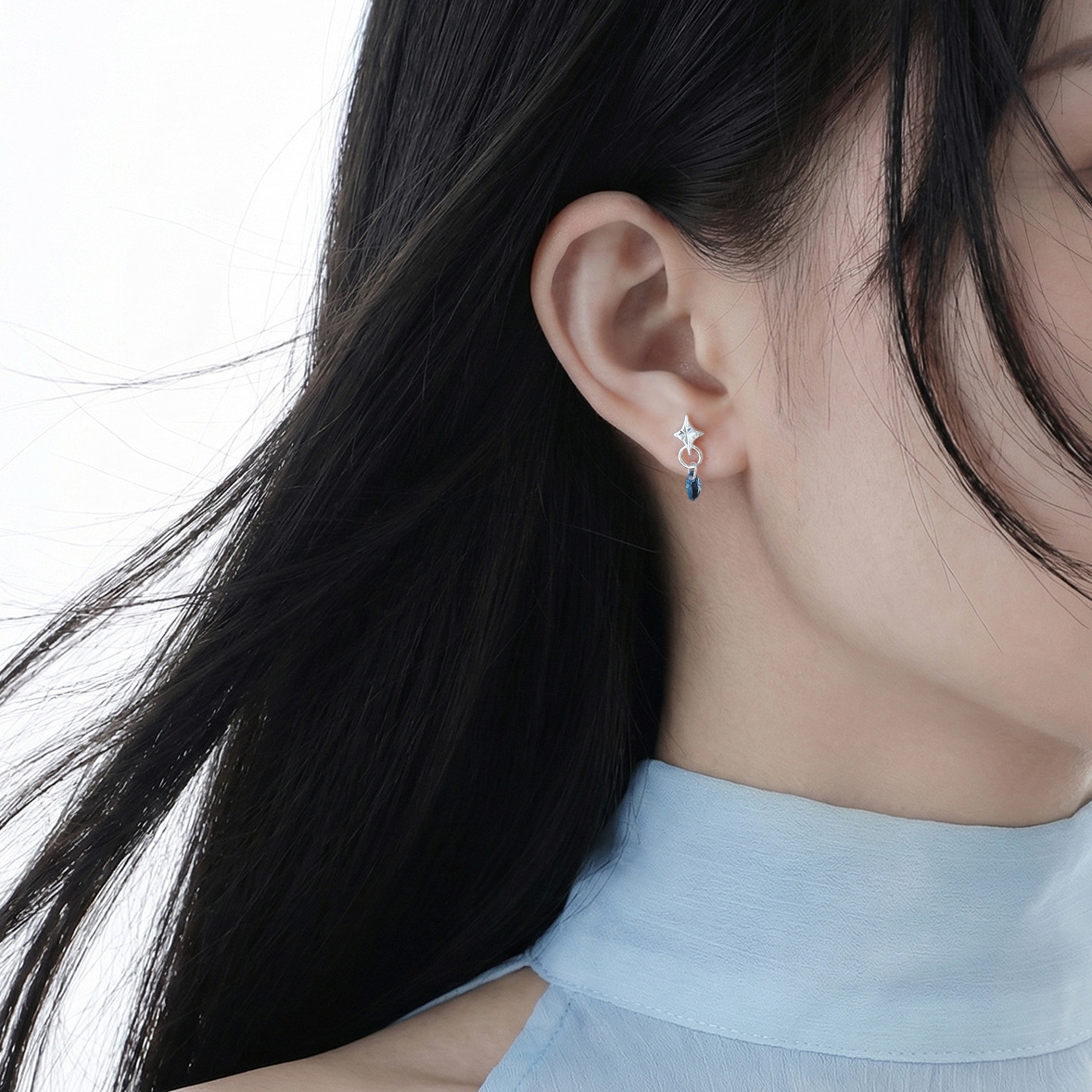 Starla N°7 sterling silver earrings side profile