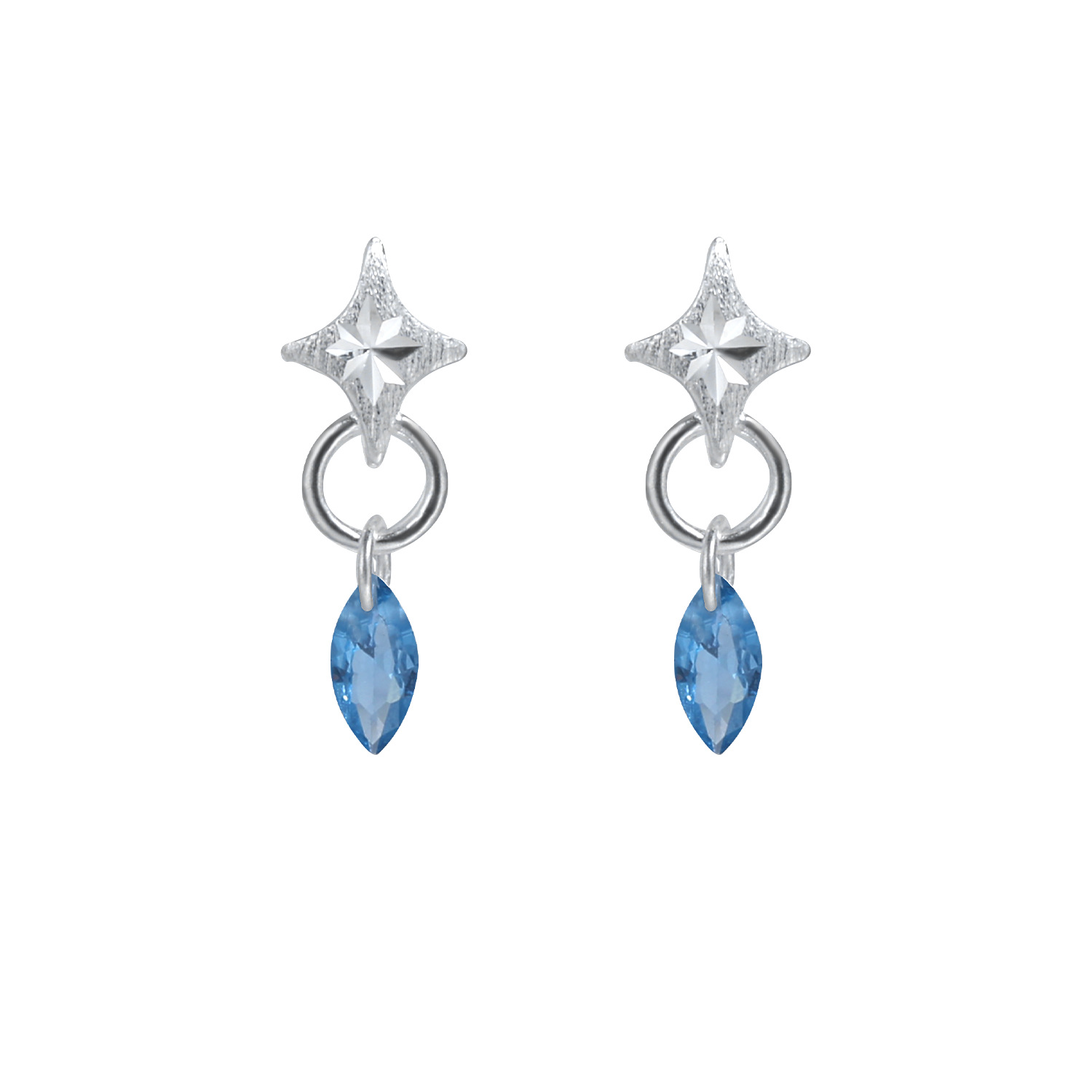 Starla N°7 blue zircon silver star earrings