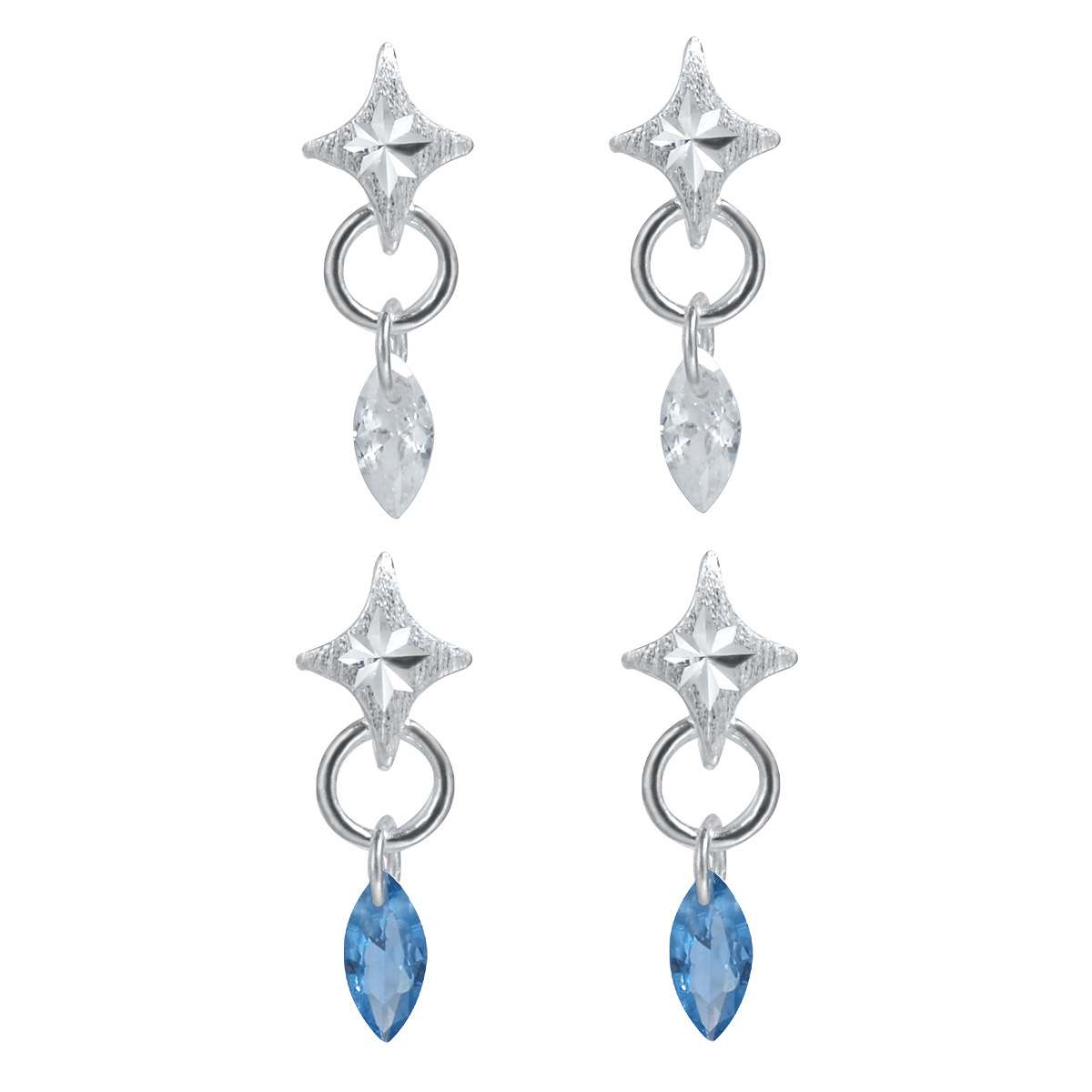 Starla N°7 sterling silver star drop earrings