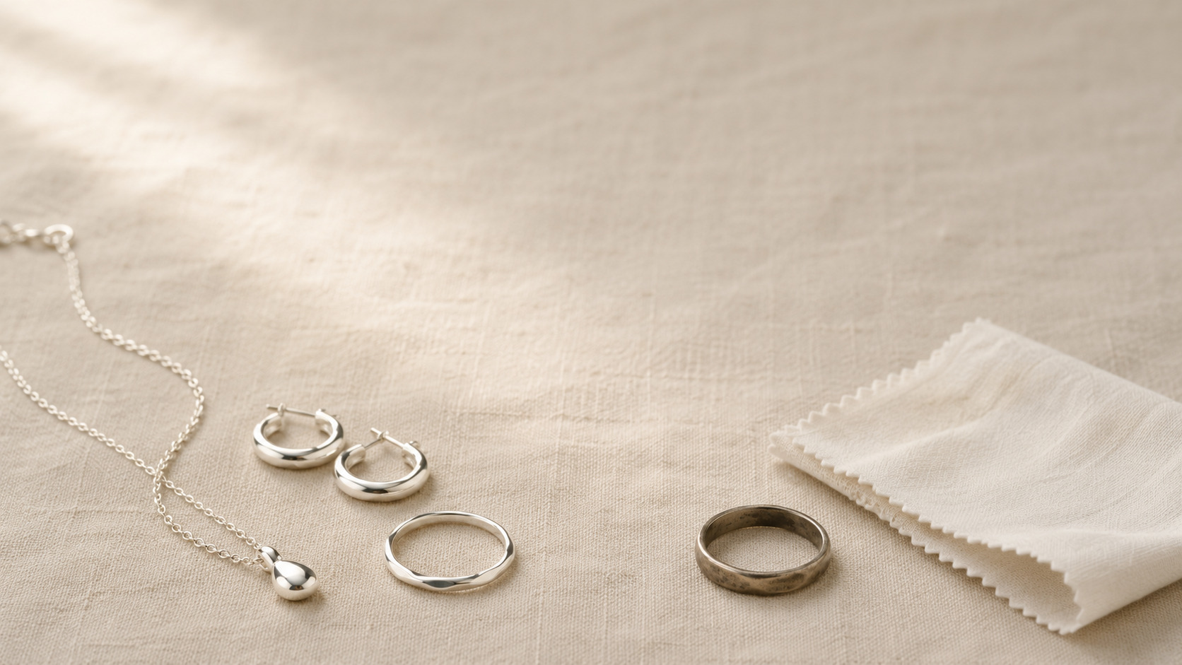 Sterling silver necklace and ring set illustrating how to prevent silver jewelry from tarnishing