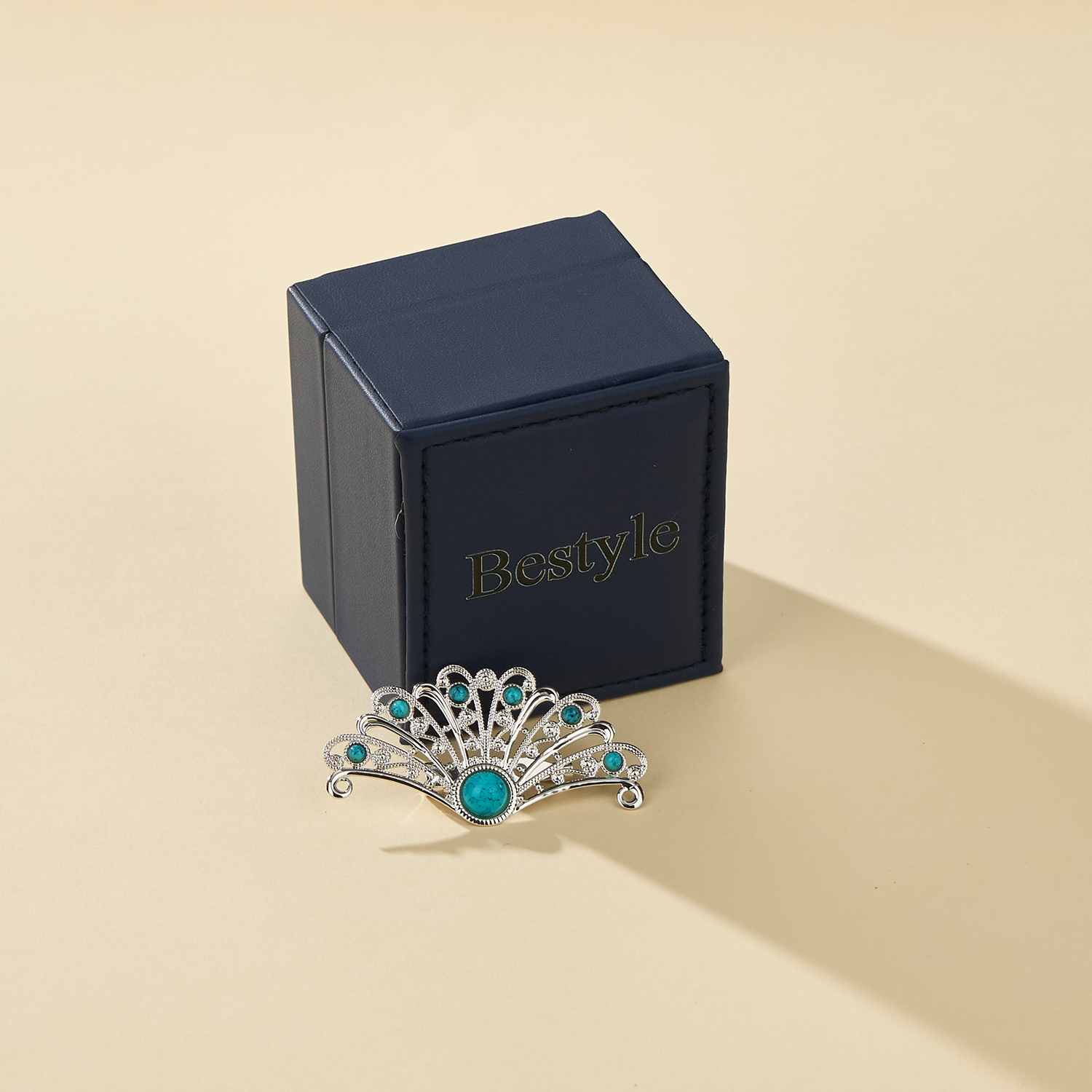 Bestyle Created Turquoise Peacock Brooch Lapel Pins for Women Vintage Elegant Dress Accessories