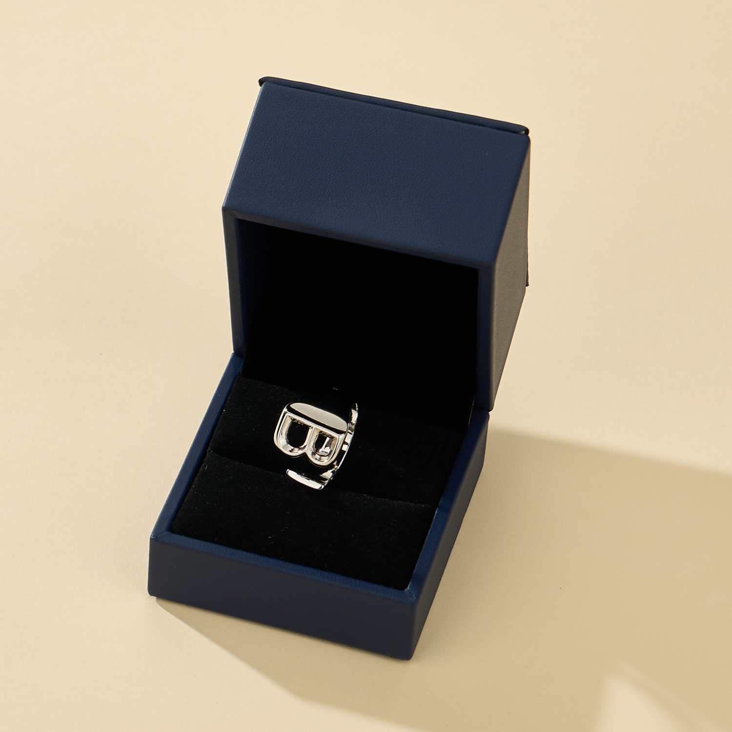 Bestyle Bold Initial Ring Women’s Open Signet Ring Adjustable Personalized Birthday Christmas Gifts for Girls