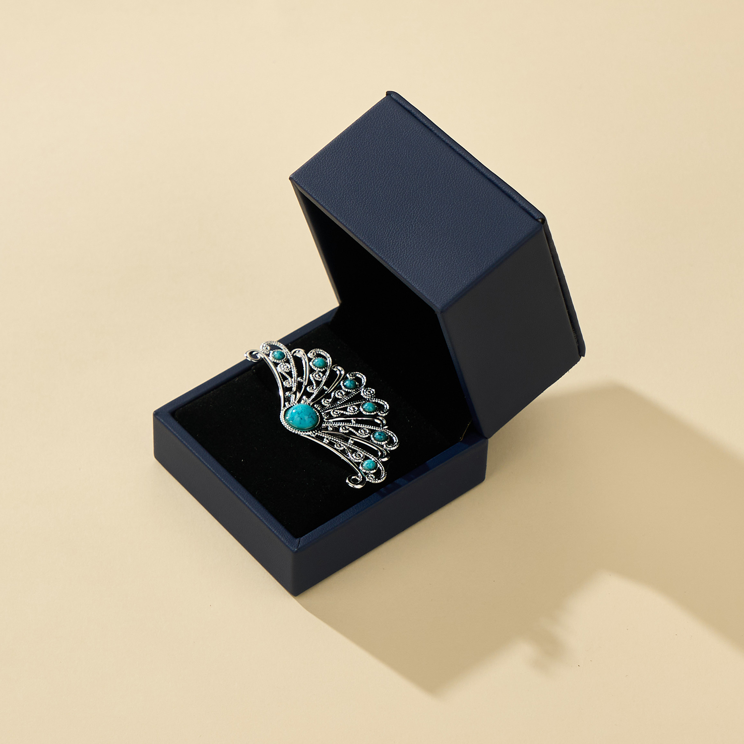 Bestyle Created Turquoise Peacock Brooch Lapel Pins for Women Vintage Elegant Dress Accessories