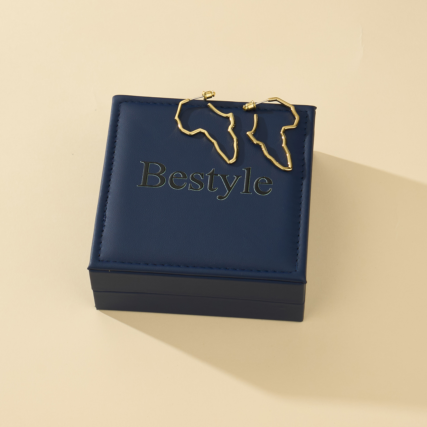 Bestyle African Map Earrings 18K Gold Plated Hollow Out Earrings Africa Dangle Earrings for Women Girls