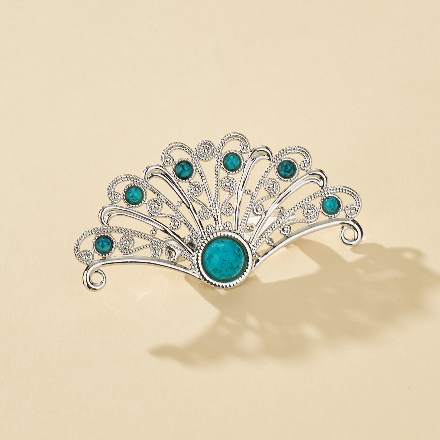 Bestyle Created Turquoise Peacock Brooch Lapel Pins for Women Vintage Elegant Dress Accessories