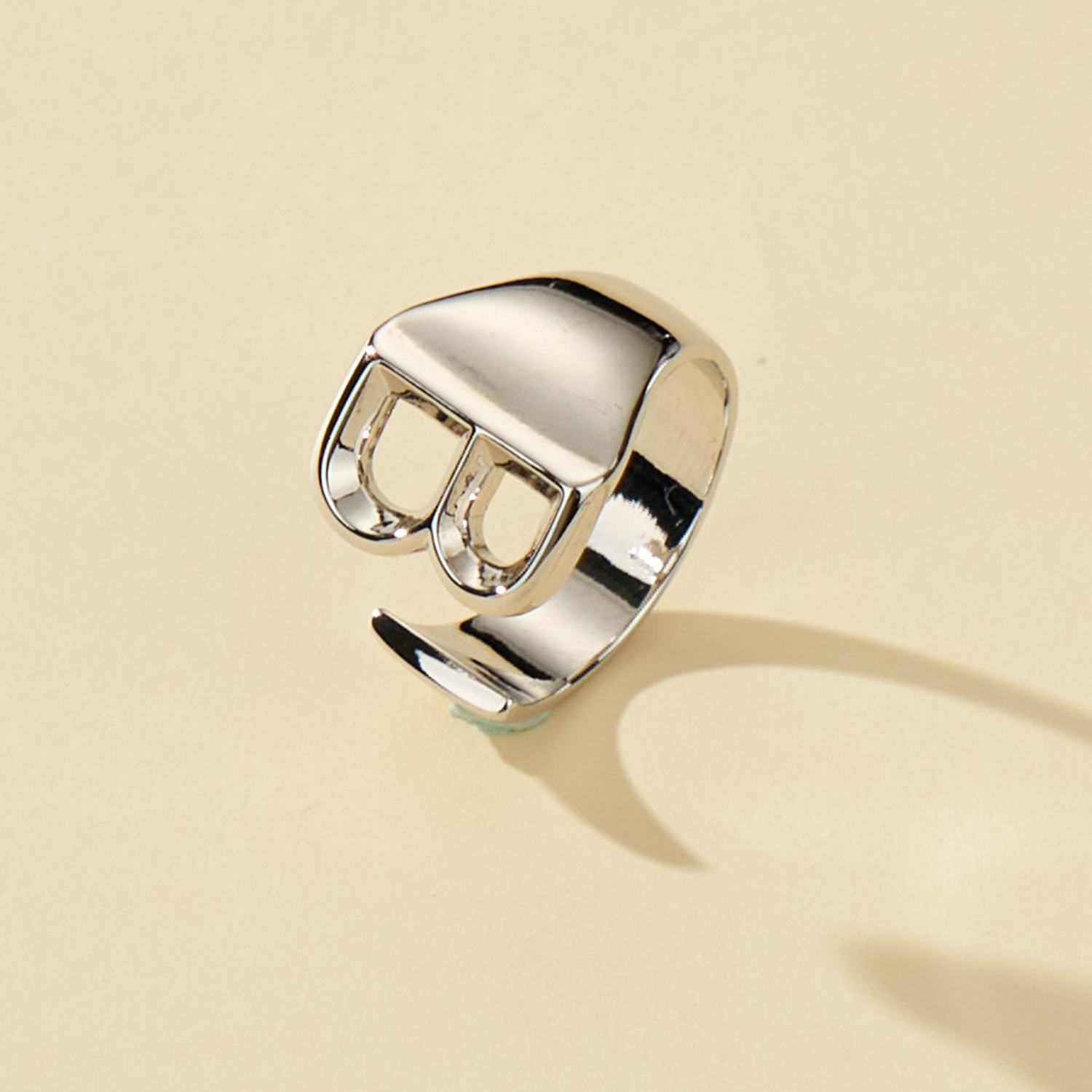 Bestyle Bold Initial Ring Women’s Open Signet Ring Adjustable Personalized Birthday Christmas Gifts for Girls