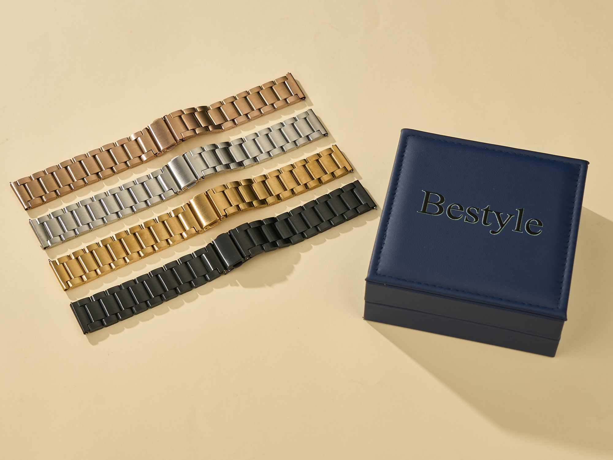 Bestyle Metal Watch Bands for Women Men Quick Release Replacement Watch Bracelet Strap