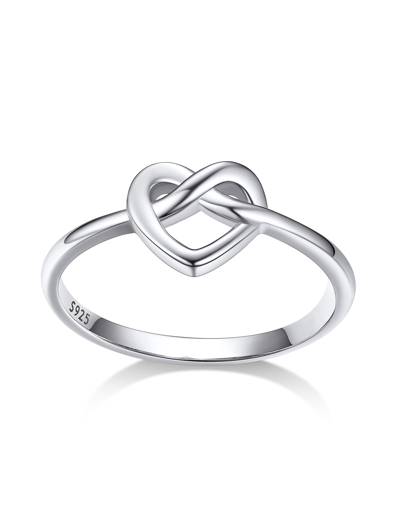 Bestyle Eternity Love Heart Ring Sterling Silver Ring for Women, Simple Celtic Knot Wedding Promise Ring for Birthday Valentine Day