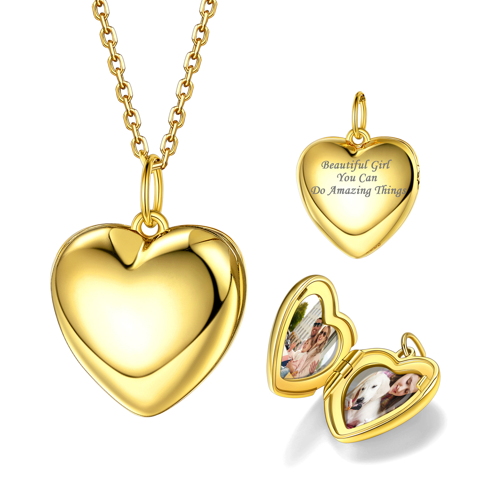 Bestyle Sterling Silver Heart Locket Necklace for Women, Dainty Cute Small Heart Locket Pendant in Gold/Rose Gold/Silver, Love Statement Jewelry Gift for Mother Wife