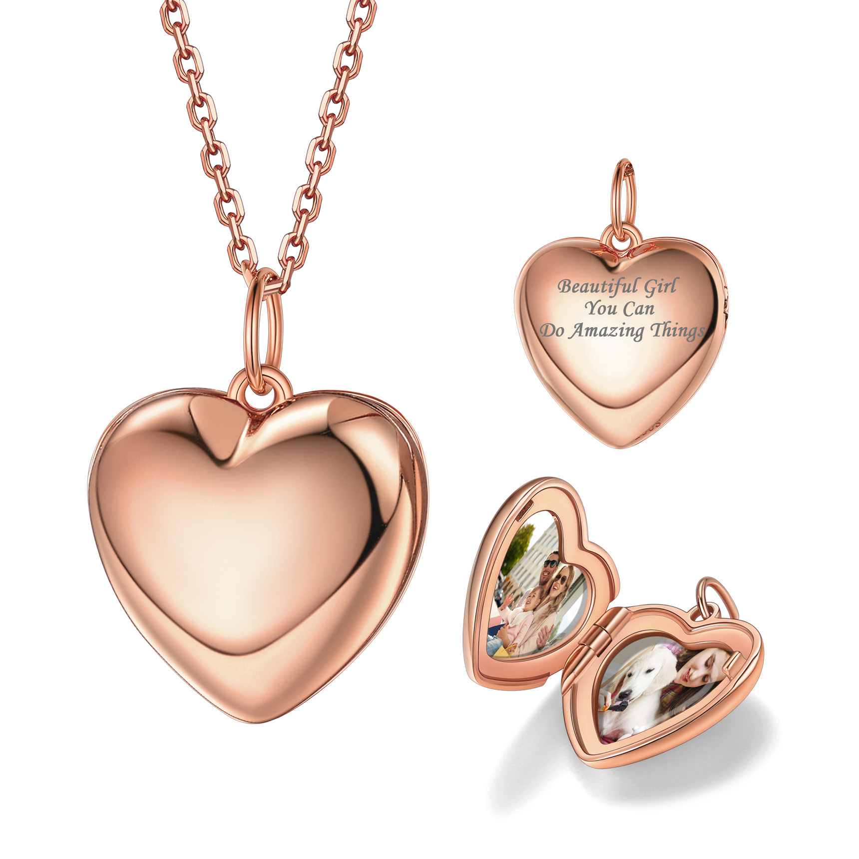 Bestyle Sterling Silver Heart Locket Necklace for Women, Dainty Cute Small Heart Locket Pendant in Gold/Rose Gold/Silver, Love Statement Jewelry Gift for Mother Wife