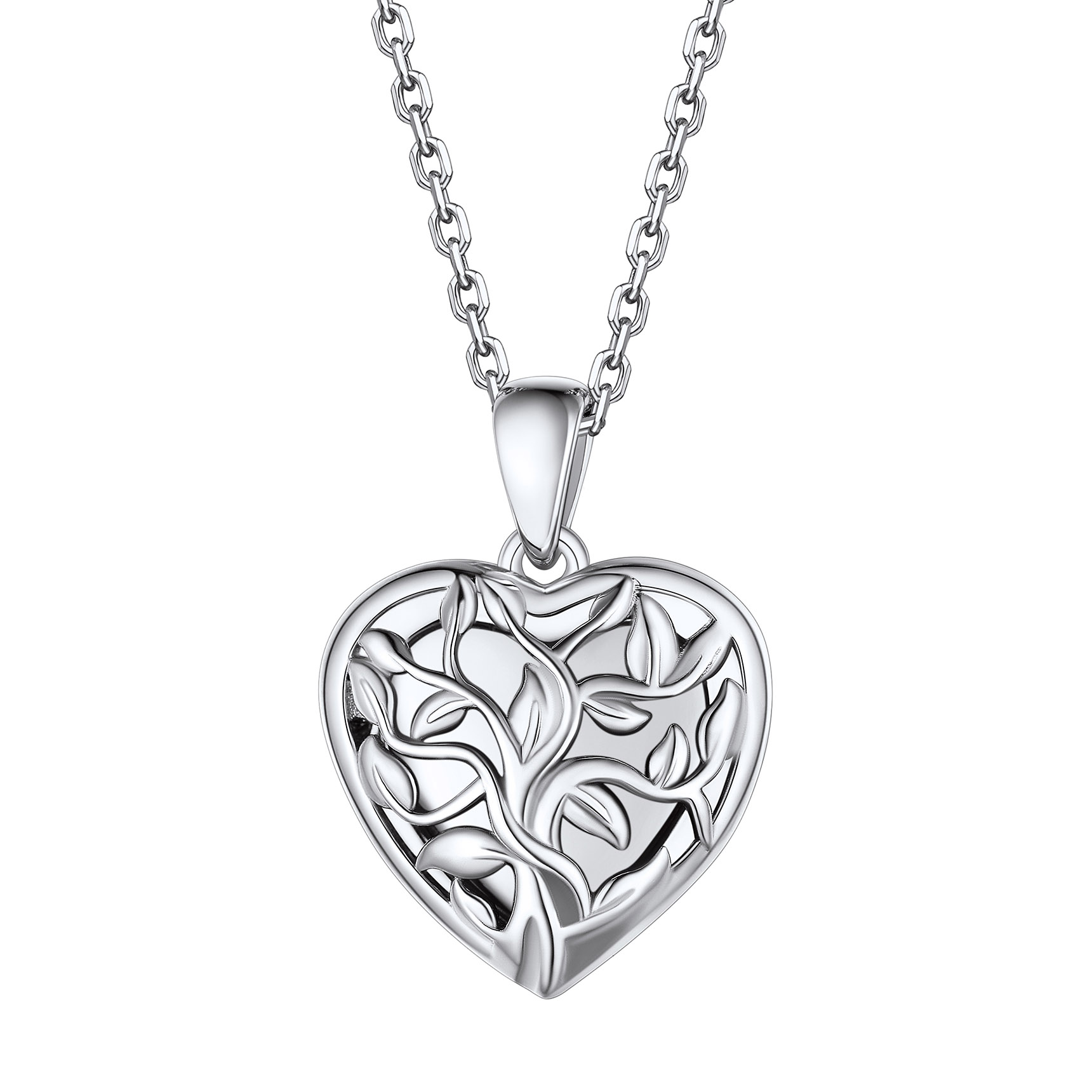 Bestyle Sterling Silver Heart Locket Necklace for Women, Dainty Cute Small Heart Locket Pendant in Gold/Rose Gold/Silver, Love Statement Jewelry Gift for Mother Wife