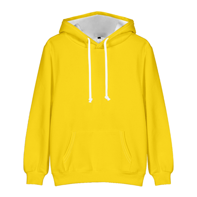 Adult Yellow Pullover Plain Yellow Hooded Sweater Unisex Hoodie with Kangaroo Pocket 
