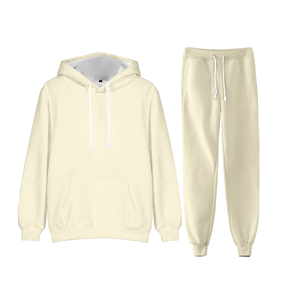 Brown Long Sleeve Pullover Hoodie and Jogger Pants Plain Brown Outfit 2 Pieces Suit Unisex Clothing for Adult