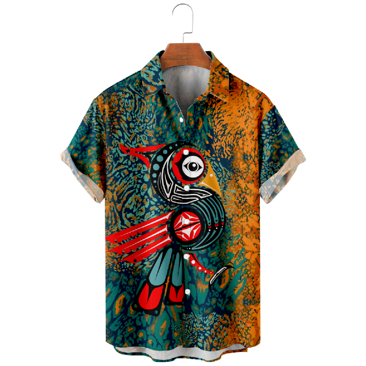 Woodpeckers Button Up Shirt Mens Short Sleeve Shirt Woodpeckers Graphic Print