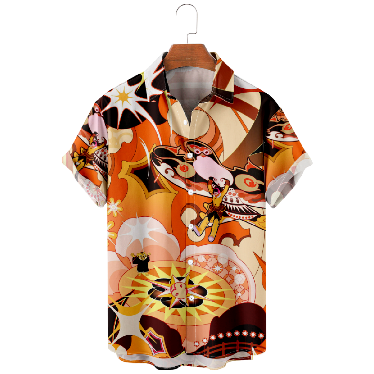 Kite Graphic Print Hawaiian Shirt Men's Button Up Shirt Short Sleeve Regular Fit 