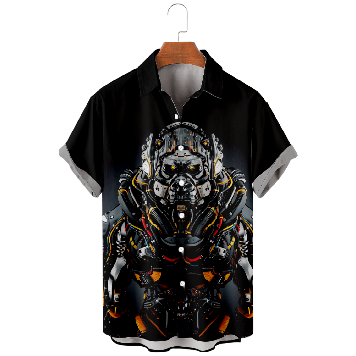 Robot Gorilla Button Up Shirt Men's Robot Culture Shirt Short Sleeve Shirt
