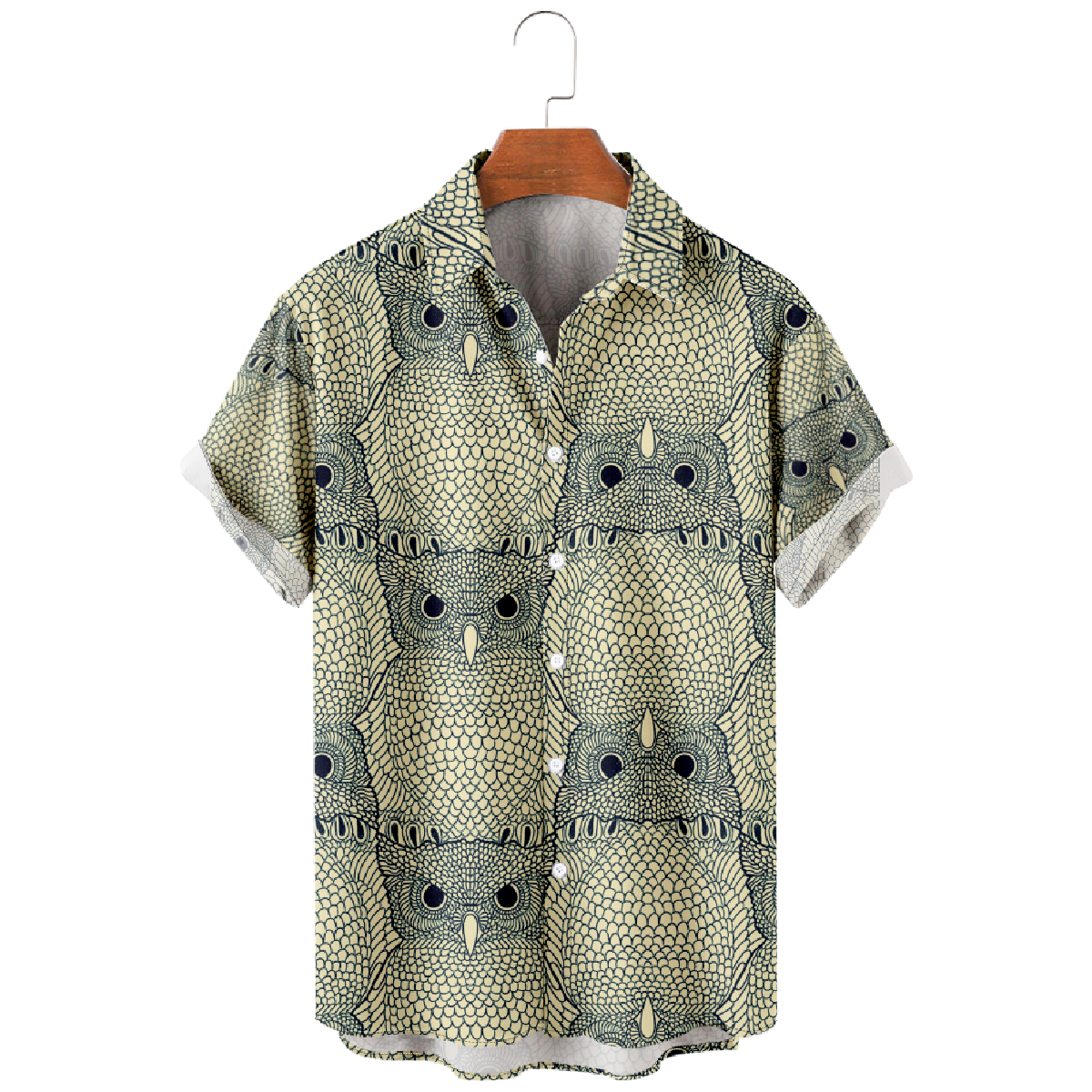 Men's Owl Graphic Print Button Up Shirt Short Sleeve Regular Fit Breathable Tops