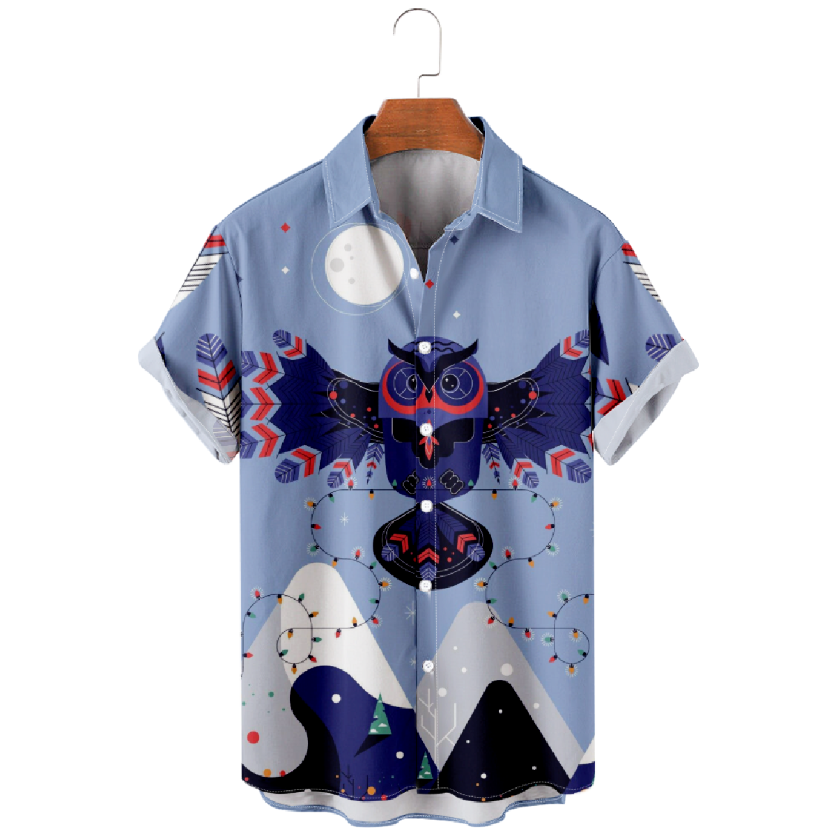 Owl Hawaiian Shirt Short Sleeve Shirt for Men Regular Fit Fashion Tops 