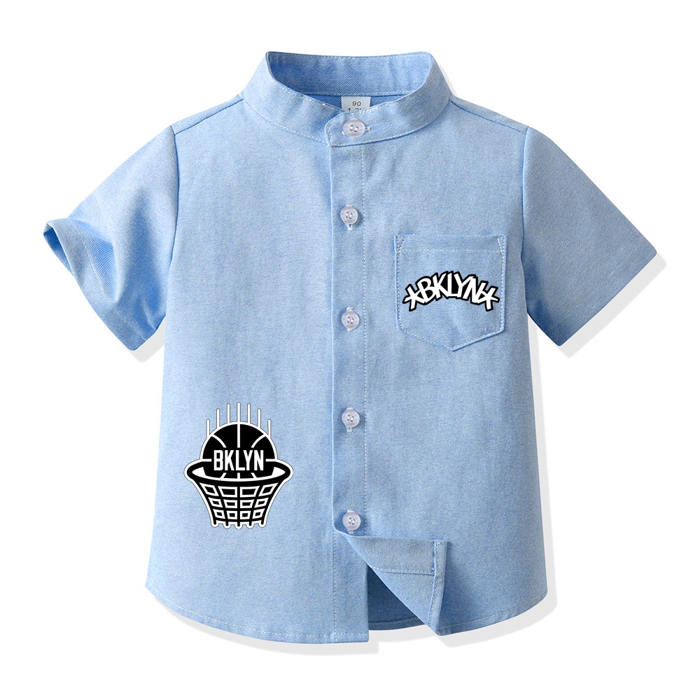 Brooklyn Basketball Short Sleeve Shirt for Boys Kid's Basketball Graphic Print Button Up Shirt 