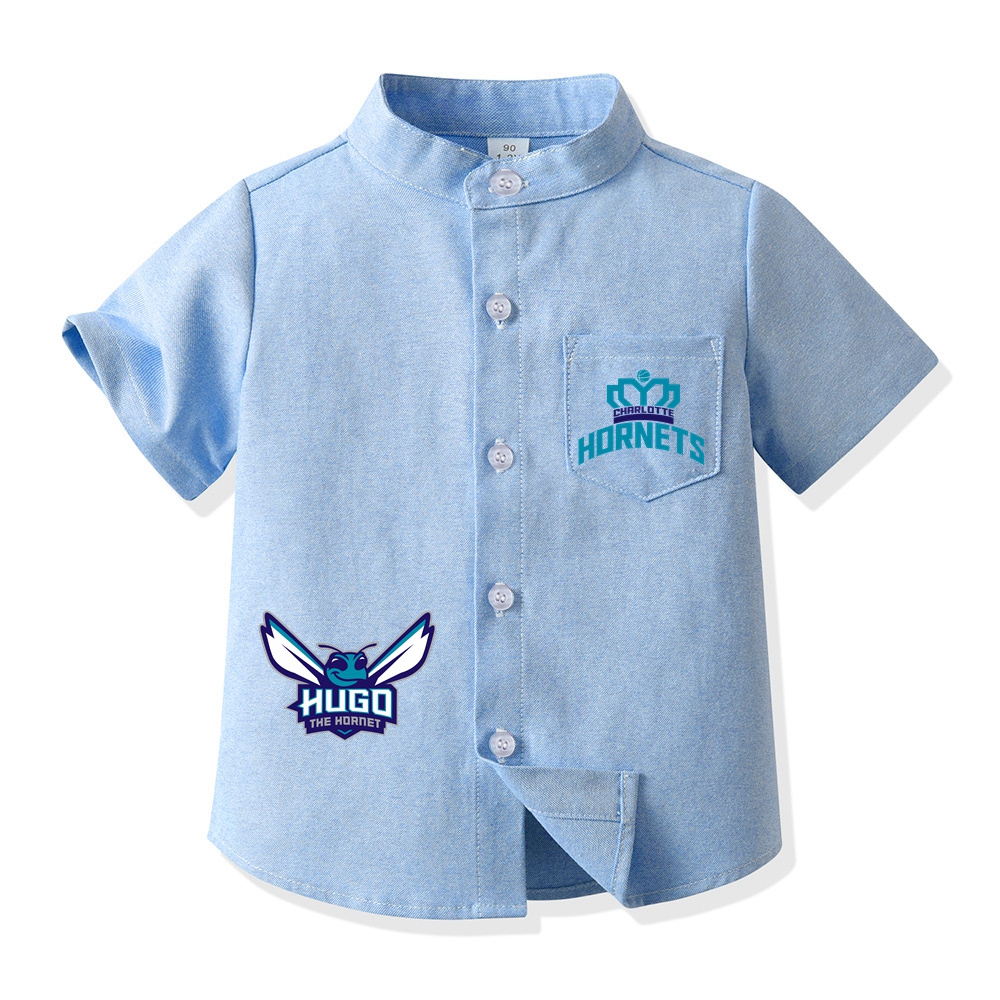 Charlotte Basketball Short Sleeve Shirt for Boys Kid's Basketball Graphic Print Button Up Shirt 