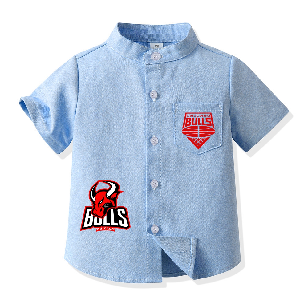 Chicago Basketball Short Sleeve Shirt for Boys Kid's Basketball Graphic Print Button Up Shirt 