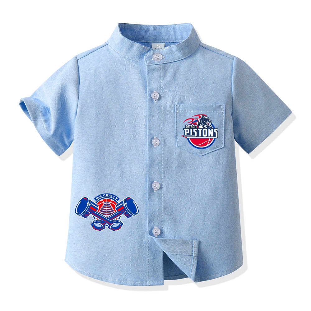 Detroit Basketball Short Sleeve Shirt for Boys Kid's Basketball Graphic Print Button Up Shirt 