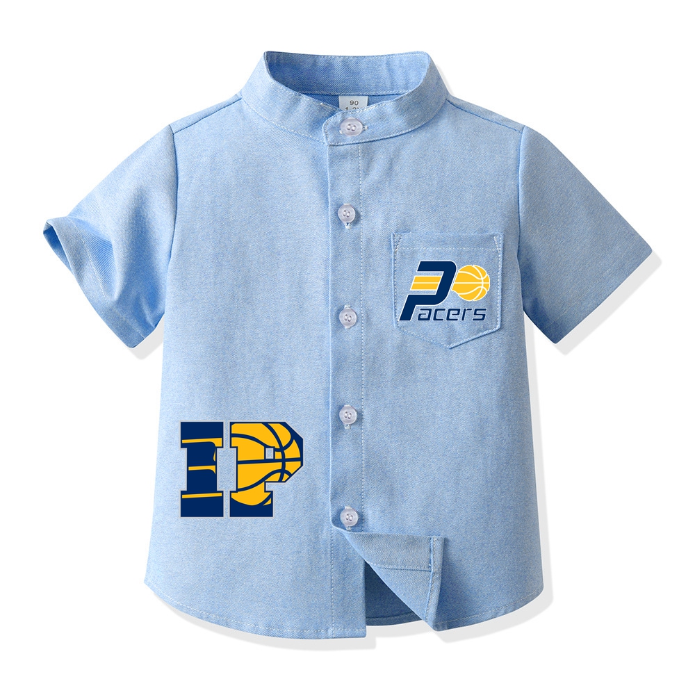 Indiana Basketball Short Sleeve Shirt for Boys Kid's Basketball Graphic Print Button Up Shirt 