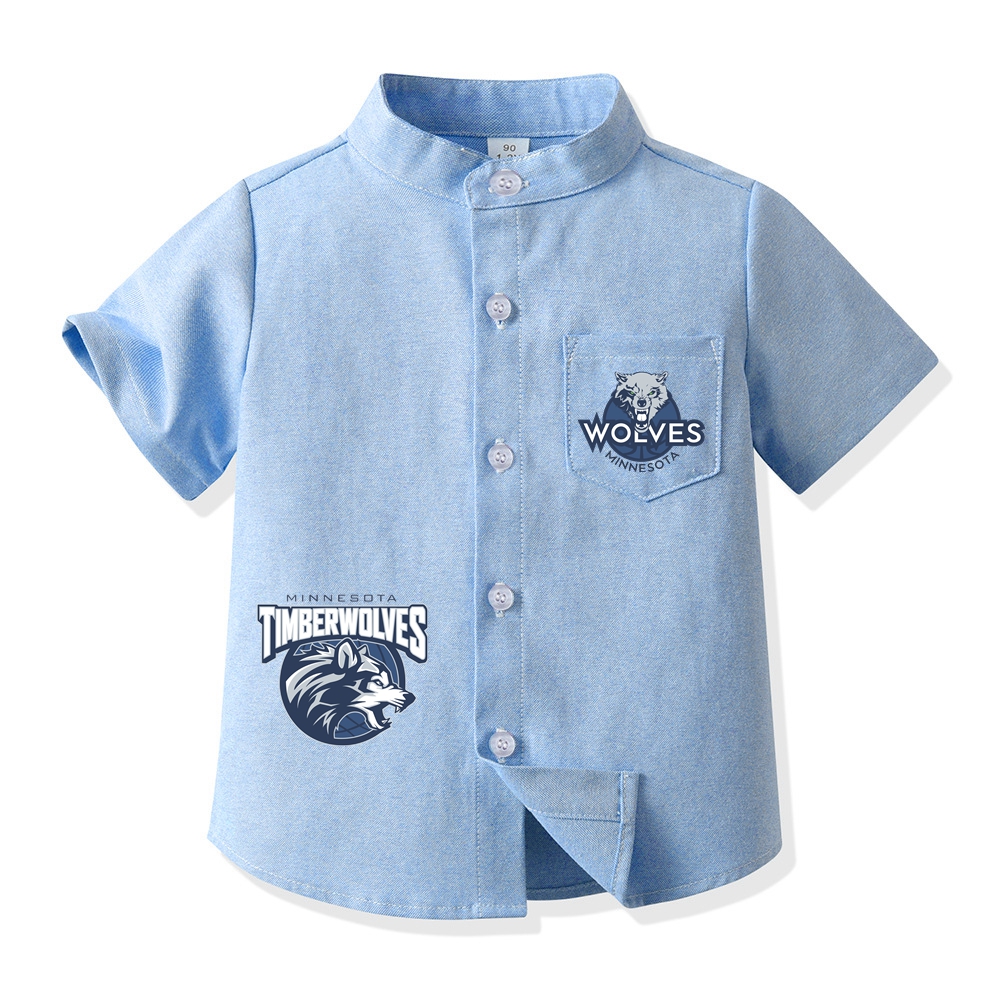Minnesota Basketball Short Sleeve Shirt for Boys Kid's Basketball Graphic Print Button Up Shirt 