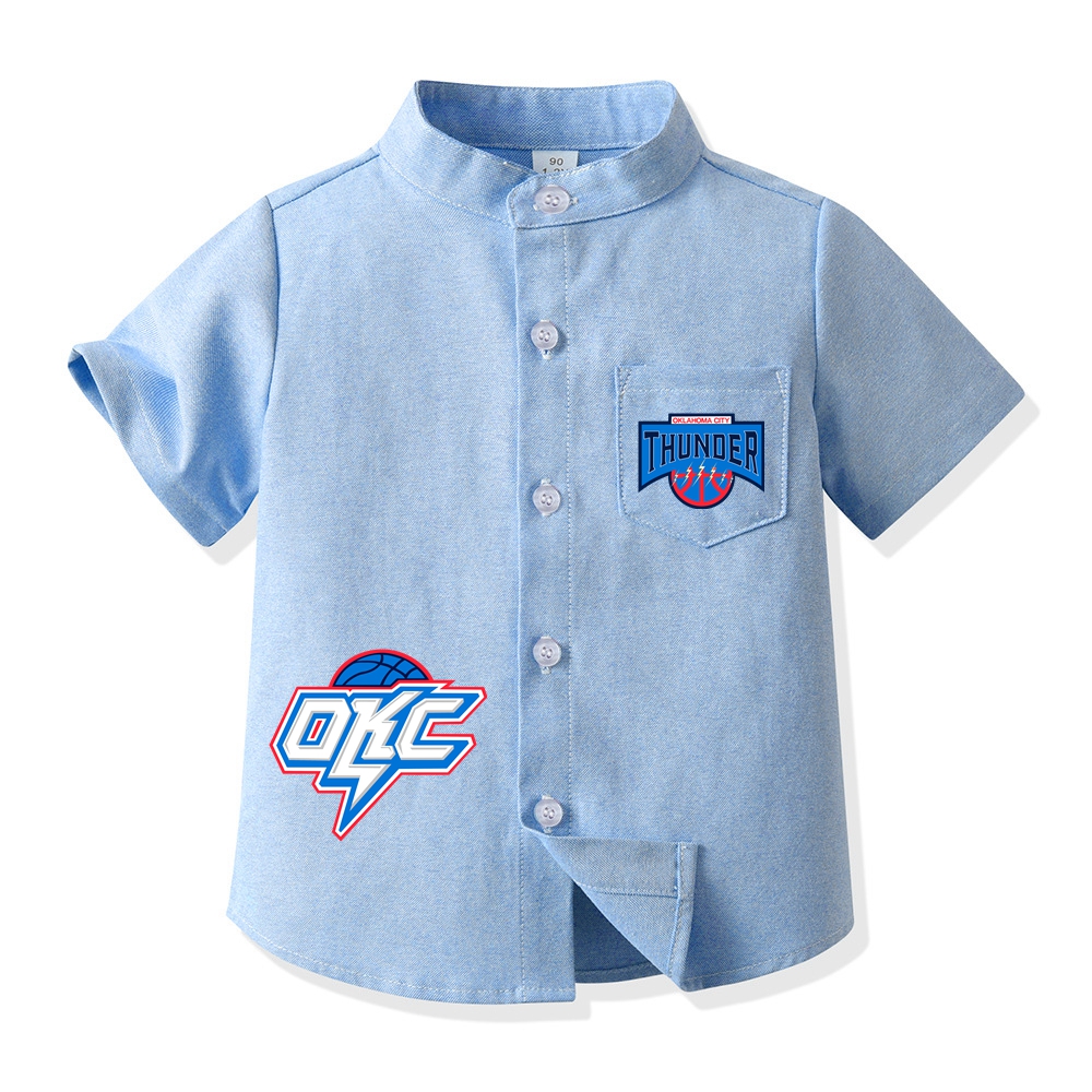 Oklahoma Basketball Short Sleeve Shirt for Boys Kid's Basketball Graphic Print Button Up Shirt 