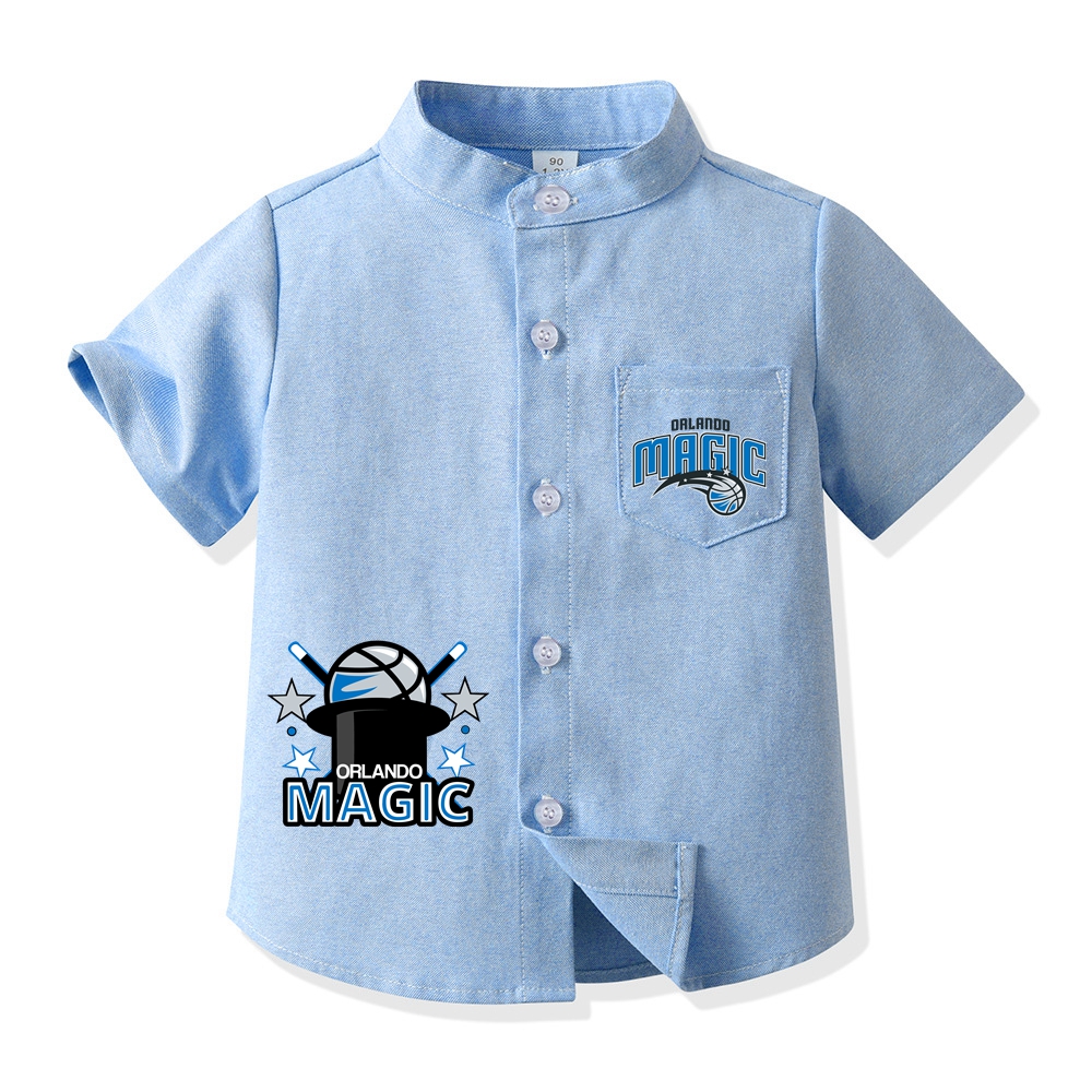 Orlando Basketball Short Sleeve Shirt for Boys Kid's Basketball Graphic Print Button Up Shirt 