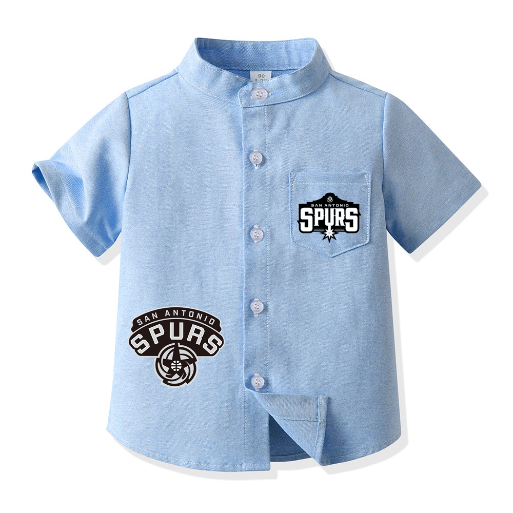 San Antonio Basketball Short Sleeve Shirt for Boys Kid's Basketball Graphic Print Button Up Shirt 