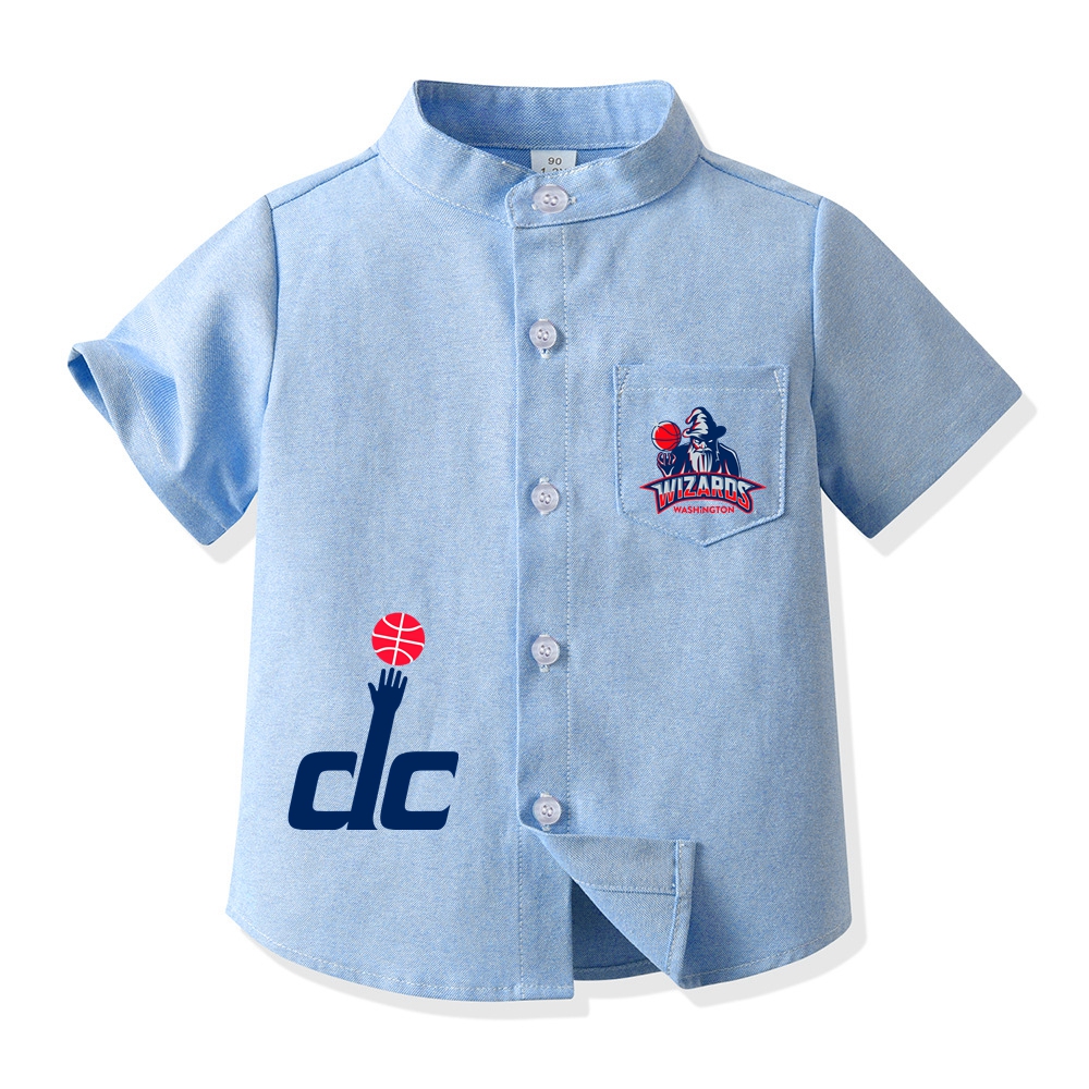 Washington Basketball Short Sleeve Shirt for Boys Kid's Basketball Graphic Print Button Up Shirt 